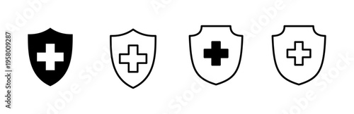 Health insurance icon set. Insurance health document icon