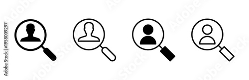 Hiring icon set. Search job vacancy icon. Human resources concept. Recruitment