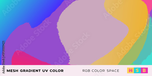 Abstract colorful gradients and shapes with text overlay