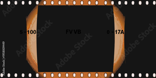 Film strip with a black rectangular frame and visible markings
