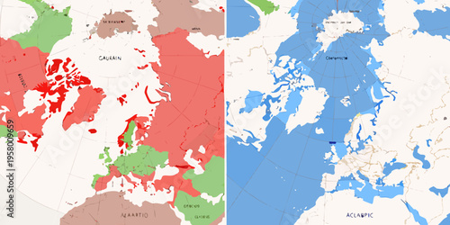 Political map of europe and surrounding regions showing color coded boundaries