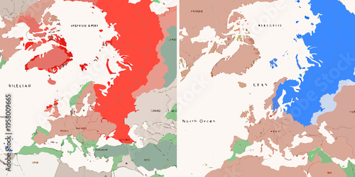 Historical map depicting regional divisions of europe and northern africa