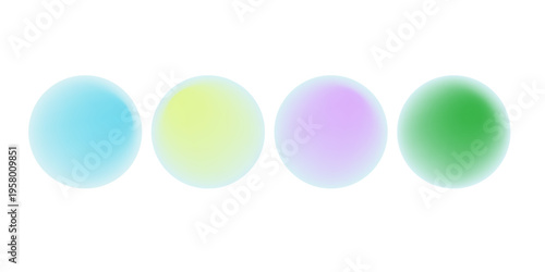 Set color green circle gradient noise gradation. Abstract colorful watercolor blur mesh shape on white background. Gradient aura, grain neon blob with noise effect vector illustration.