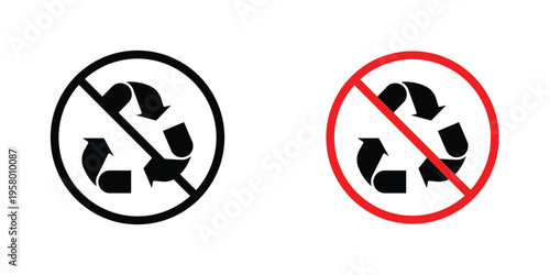 Recycle prohibition signs graphic design vector symbols. Best for Graphics
