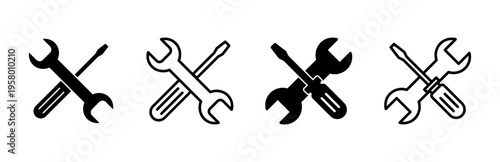 Repair tools icon set. tool icon vector. setting icon vector. Wrench and screwdriver. support, Service