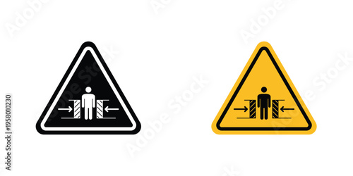 Risk of crushing warning signs graphic design vector symbols. Best for Graphics