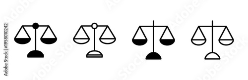 Scales icon set . Law scale icon. Justice sign