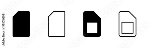 Sim card icon set. dual sim card icon vector