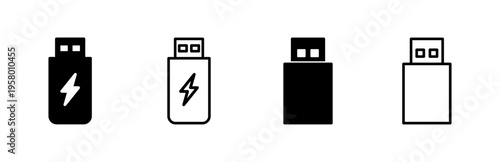 Usb icon set. Flash disk icon vector