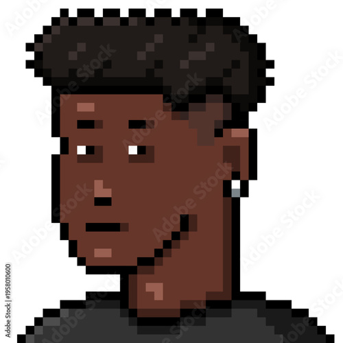 Vector Pixel Art Black Man with Earring