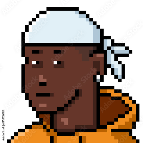 Vector Pixel Art Userpic of Black Man in Durag
