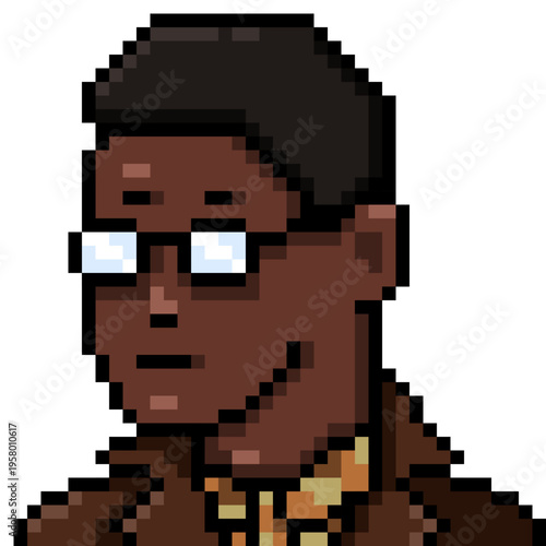 Vector Pixel Art Man in Glasses and Coat