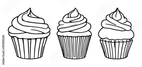 Cupcake set with sweet rounded design and pastel color pattern featuring cupcake, dessert, icon with confectionery and sweets