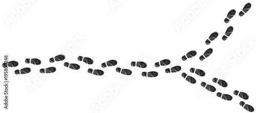 Footprints Splitting in Two Directions Decision Path Concept Horizontal Background