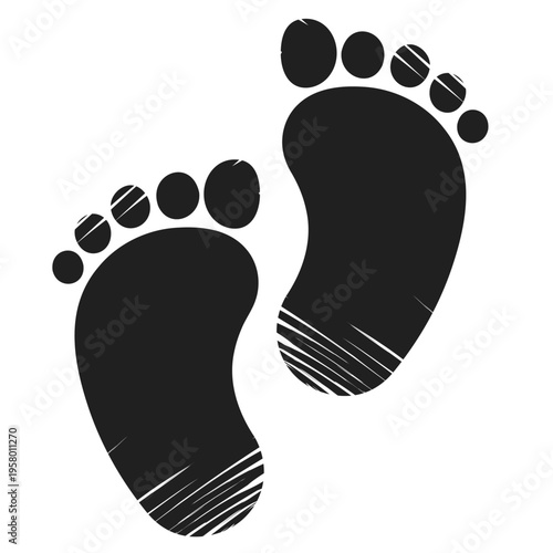 Cartoon vector illustration of a baby barefoot footprint icon representing newborn care, pediatrics and child development