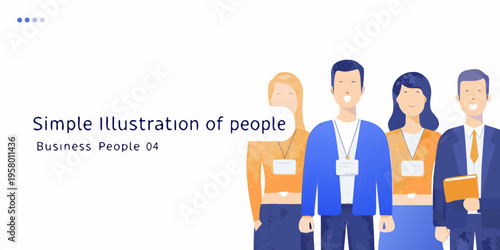 Stylized illustration depicts a group of diverse business professionals