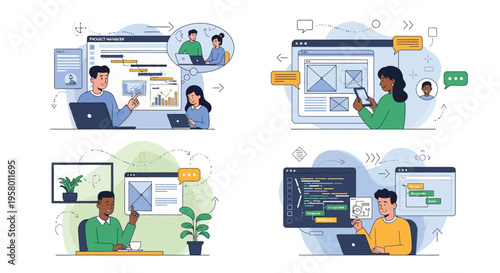 Diverse Team Collaborating on Digital Projects.