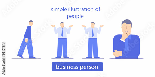 Four stylized business people in a flat minimalist illustration