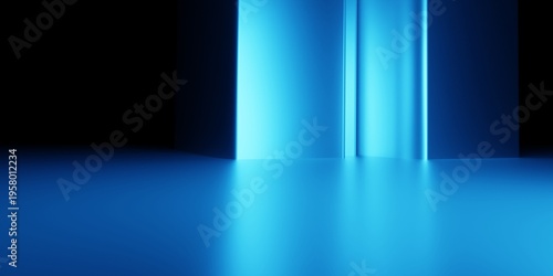 3d rendering of blue abstract geometric background. Scene for advertising design, showroom, technology, banner, future, modern, sport, game, business, cosmetic, innovation, garage. Sci Fi Illustration