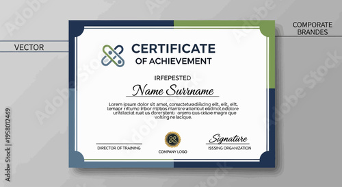 Certificate of Achievement Template Design for Recognition and Award