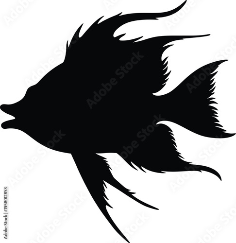 Cute cartoon a illustrator silhouette angelfish