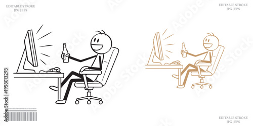 Happy Businessman Giving Thumbs Up While Working At Computer Desk In Office Success