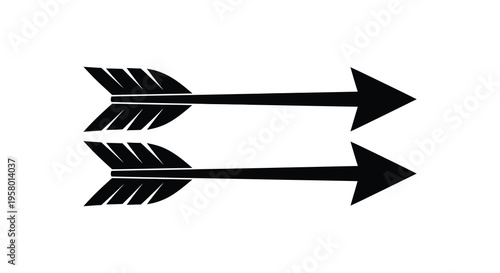 Two black arrows pointing in opposite directions minimalist silhouette