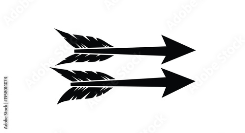 Two arrows pointing in opposite directions a striking silhouette