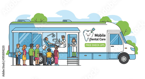 Mobile Dental Care Van Serving Diverse Community Patients.