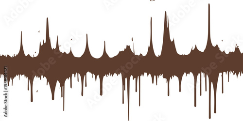 Vector illustration of an abstract winter silhouette of a tree with ink splashes and icicle drips in a liquid paint texture design