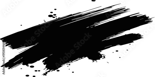 A grunge vector illustration of black ink splats and liquid paint drips featuring textured stains, spray spots, and artistic brush blots designed as a dirty splatter frame