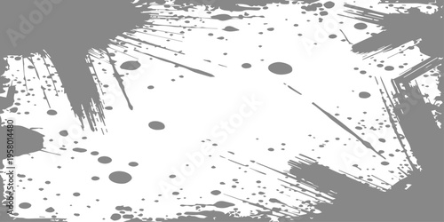 Abstract grunge background design featuring black ink splashes, paint splatters, and liquid blots on a dirty textured vector illustration with spray stains and brush drips