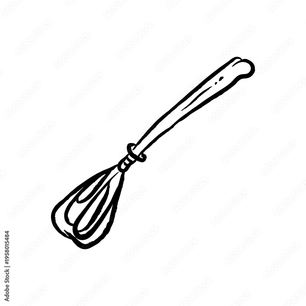 Fototapeta premium Whisk wire Hand drawn line art vector sketch illustration