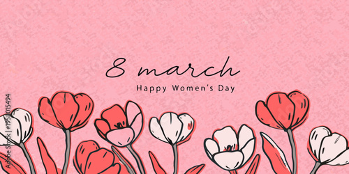 Floral illustration celebrating international women s day on march 8th