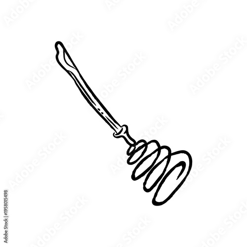 Whisk spiral spring Hand drawn line art vector sketch illustration