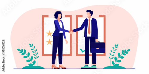 Business professionals shaking hands symbolizing a successful agreement or partnership