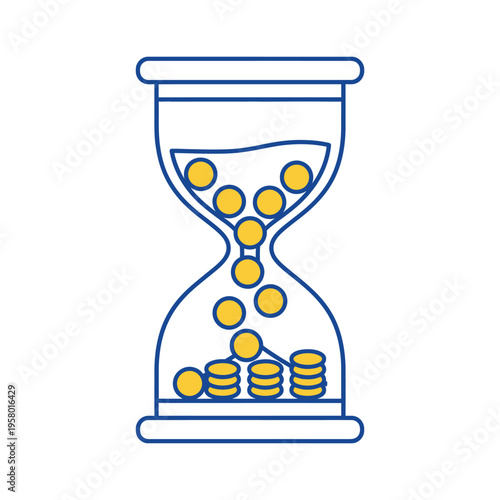 Hourglass Filled With Golden Coins Symbolizing Time is Money.