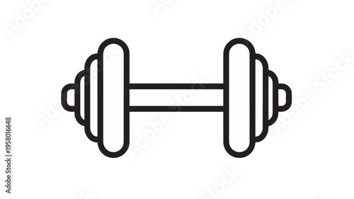 Dumbbell simple line art icon representing weightlifting and exercise equipment for fitness and strength training