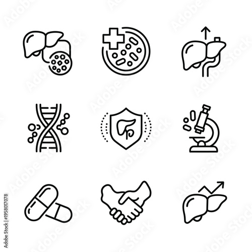 Medical Science and Healthcare Icons Set.