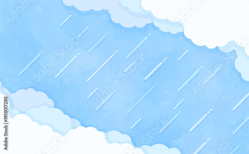 Foto 雨雲と雨のシンプルな背景_横