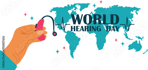 A hand holding a hearing aid on World Hearing Day