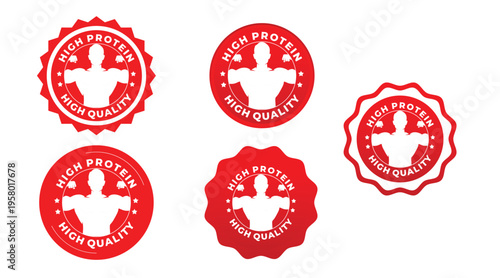 Premium Quality Guarantee Badge Set – Red Stamp Seal Labels for Branding and Certification
