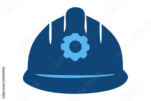 Black and white 3D vector illustration of a blank alien helmet and military hardhat symbol for safety equipment and head protection.