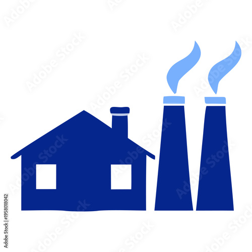 A burning house on fire concept illustration featuring a property icon with a roof and window design as a real estate business symbol.