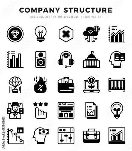 Company Structure elements. Lineal Filled web icon set. Simple vector illustration.