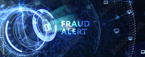 Fraud Alert Caution Defend Guard Notify Protect Concept. 3d illustration