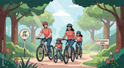 Family Cycling Adventure in a Scenic Park.