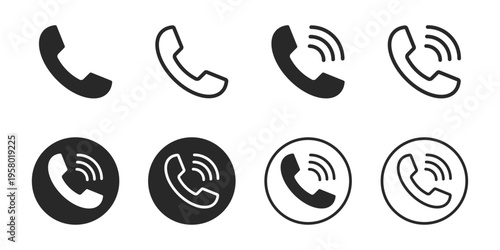 Minimalist Phone call icon set flat and outline vector illustration