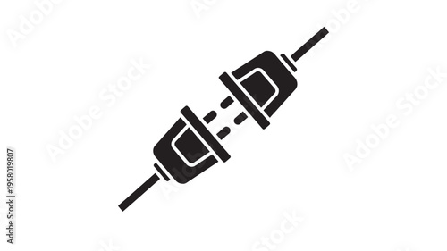 Plugs electrical connector icon with connecting cables angled on a white background, symbolizing connection and power transmission.