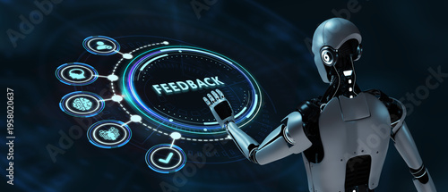 Feedback concept, user comment rating of company online, writing review diagram, reputation management. 3d illustration